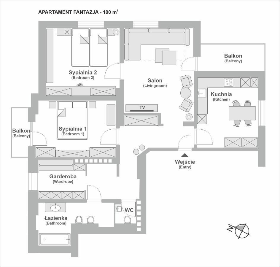 Sanhaus - Fantazja - Z Dwoma Balkonami - 100 M2 Apartament *